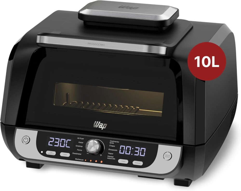 WAP Fritadeira Elétrica Air Fryer Barbecue Digital 12 em 1, ...