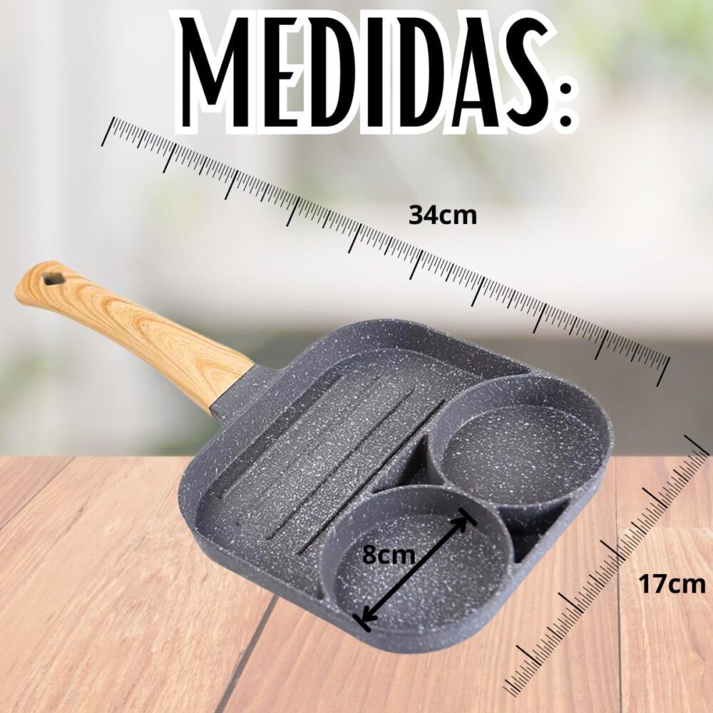 Frigideira Antiaderente 3 Em 1 Para Ovos, Hambúrgueres 33cm - Image 8