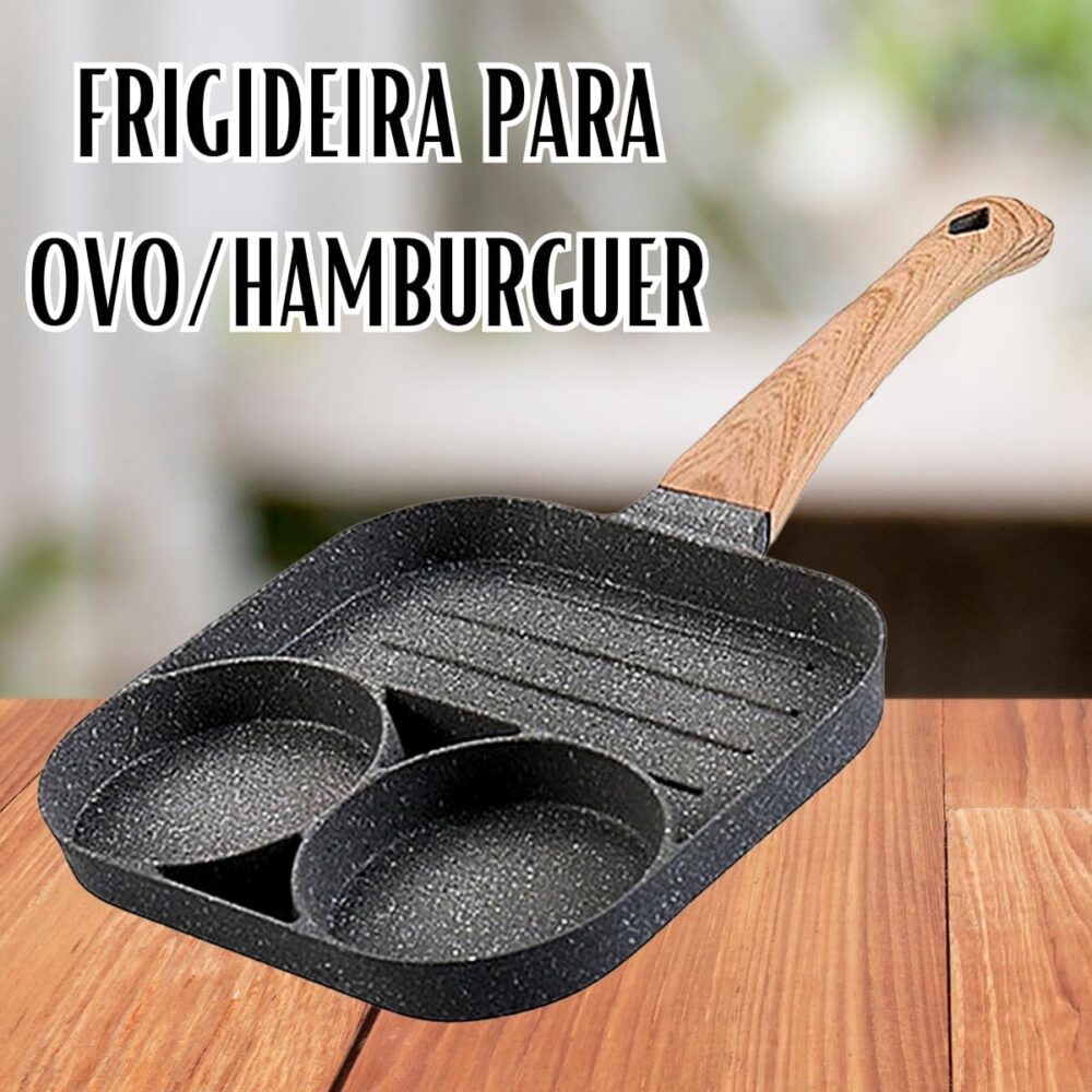 Frigideira Antiaderente 3 Em 1 Para Ovos, Hambúrgueres 33cm - Image 3