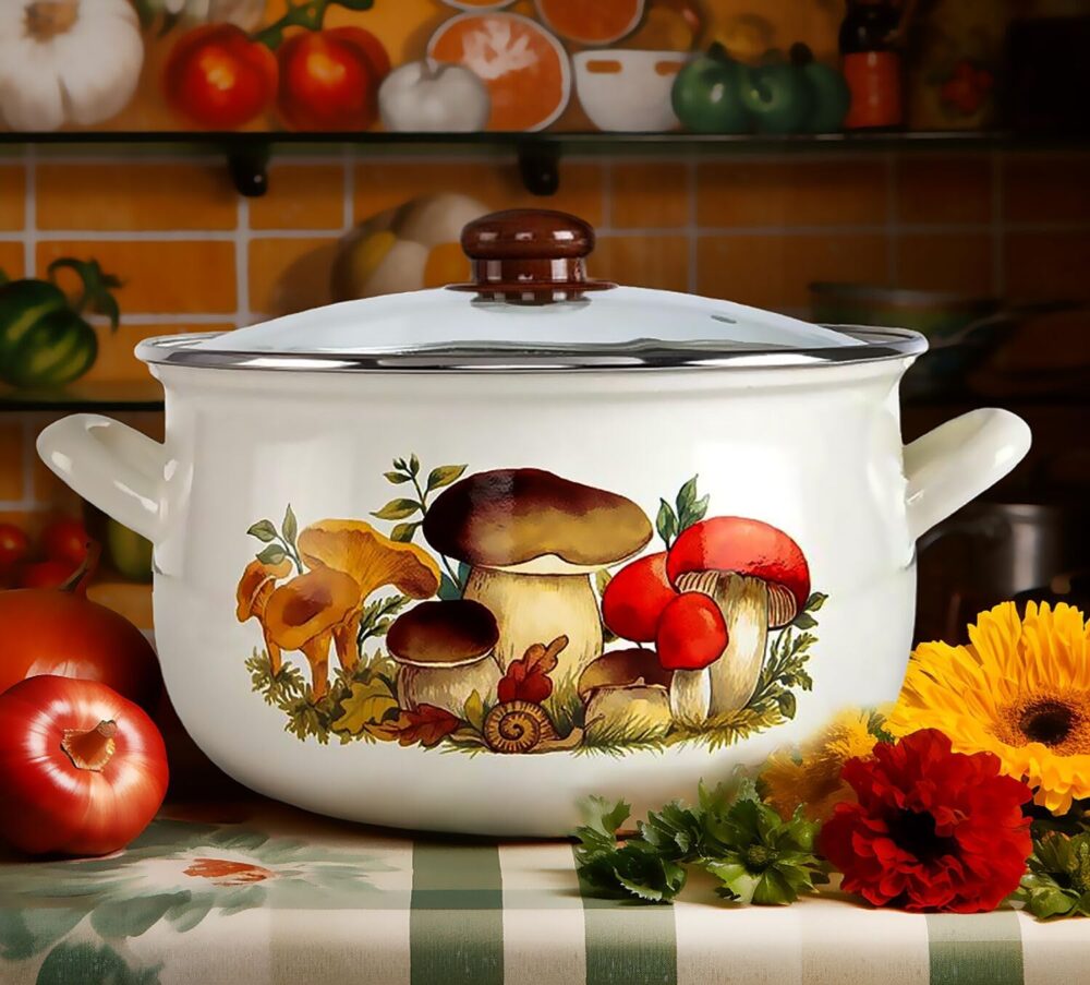 Panela de sopa de alumínio esmaltado cogumelos barriga caçar... - Image 2