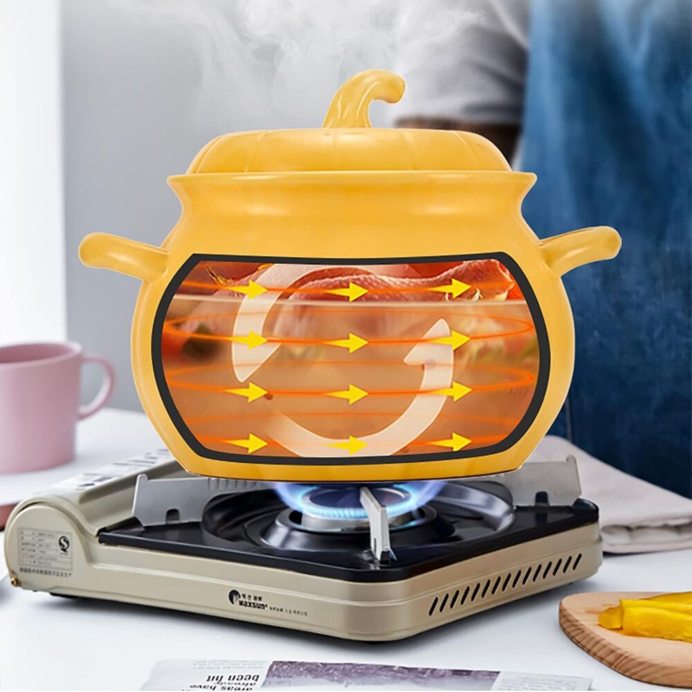 SXYAO Abóbora Cerâmica Forno Holandês, 3,6L Panela de Barro ... - Image 8