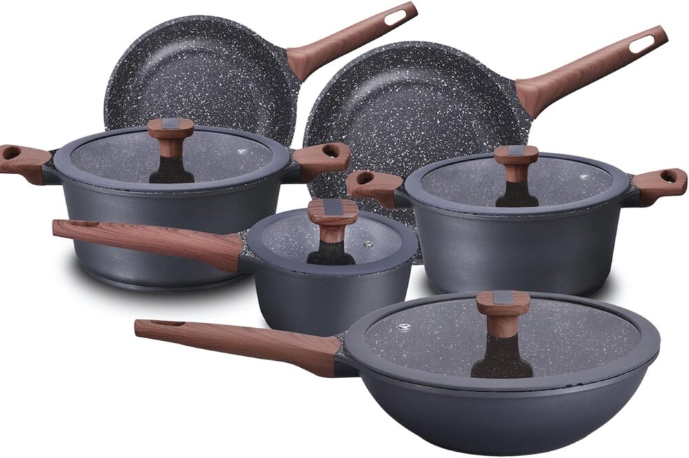 Jogo de Panelas Titanium Exclusive Antiaderente Granito Bkza...