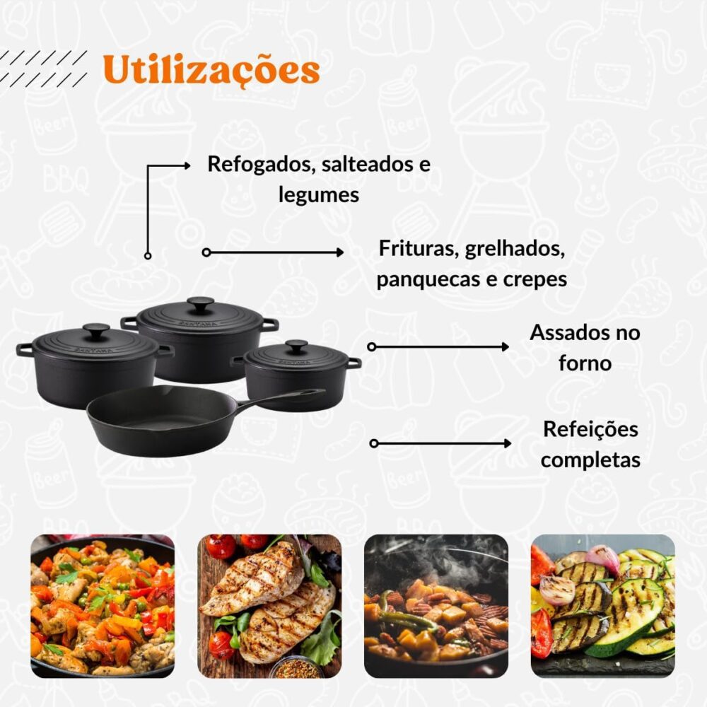 Jogo de panela de ferro fundido caçarola Neo 16, 18, 22 tamp... - Image 6