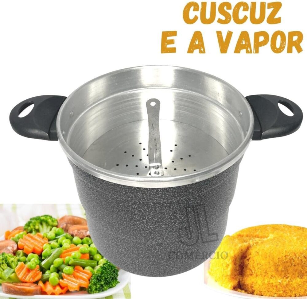 Panela Multiuso 3 em 1 Cuscuzeiro Com Tampa de Vidro Faz Pud... - Image 4