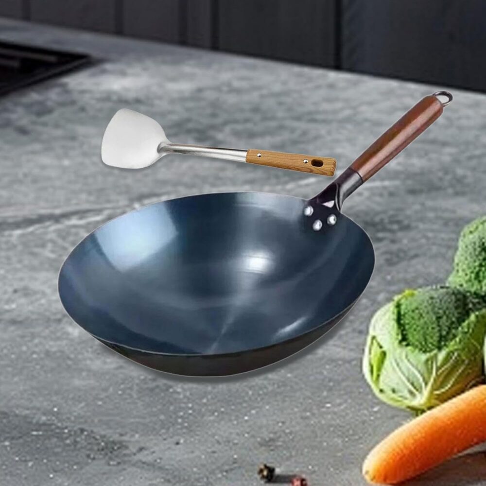 Gralara Frigideira Wok Frigideira Manual de Ferro Forjado Pa... - Image 2