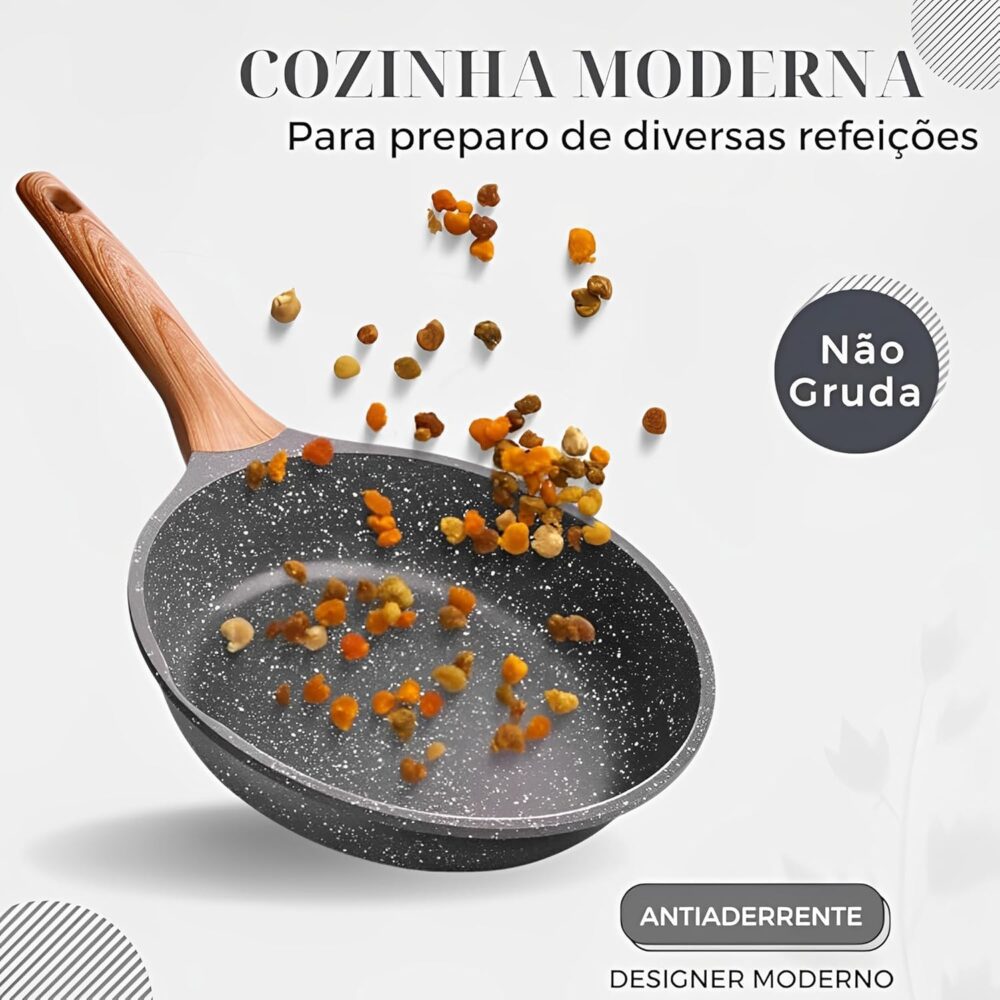 Frigideira Antiaderente Ceramica 28cm Grande Cabo Madeira Re... - Image 2