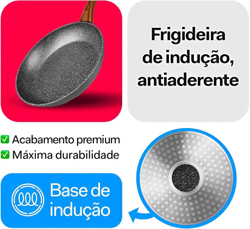 Frigideira Antiaderente Ceramica 28cm Grande Cabo Madeira Re... - Image 6