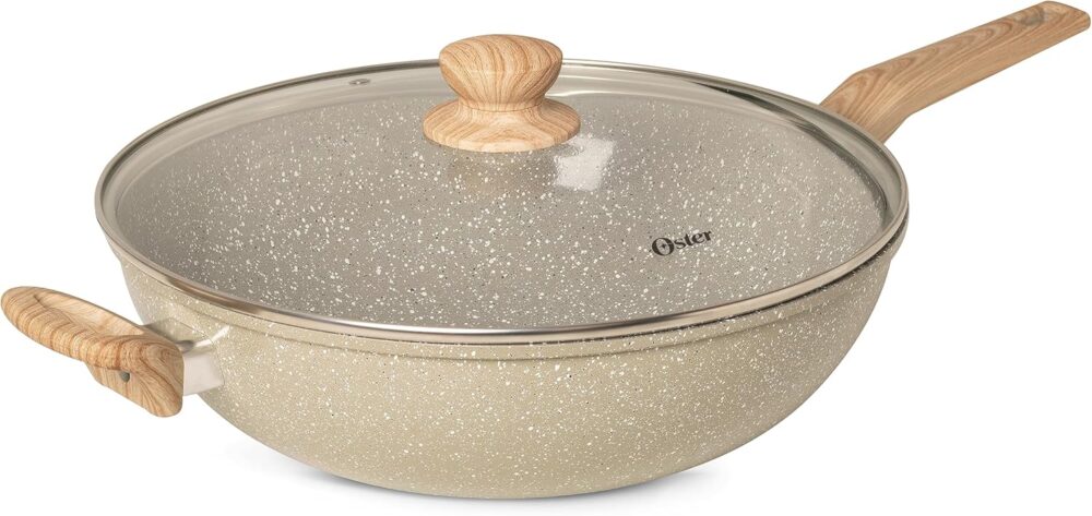 Panela Wok com Tampa 5,5L Cerâmica Marble Edition Cinza Dust...