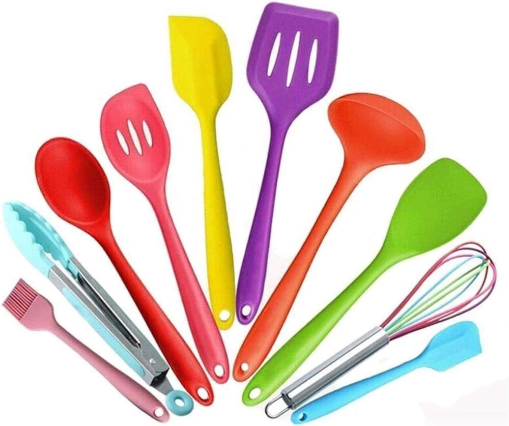 JG Kit 10 Peças Jogo De Utensílios De Silicone Maciço Cozinh...