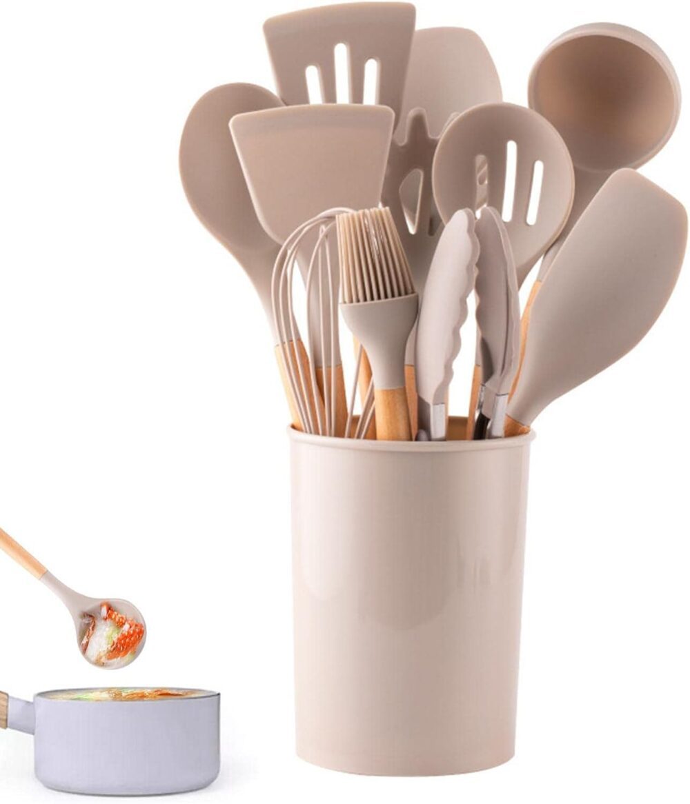 cozinha, cozinha silicone antiaderente com cabo madeira | co...