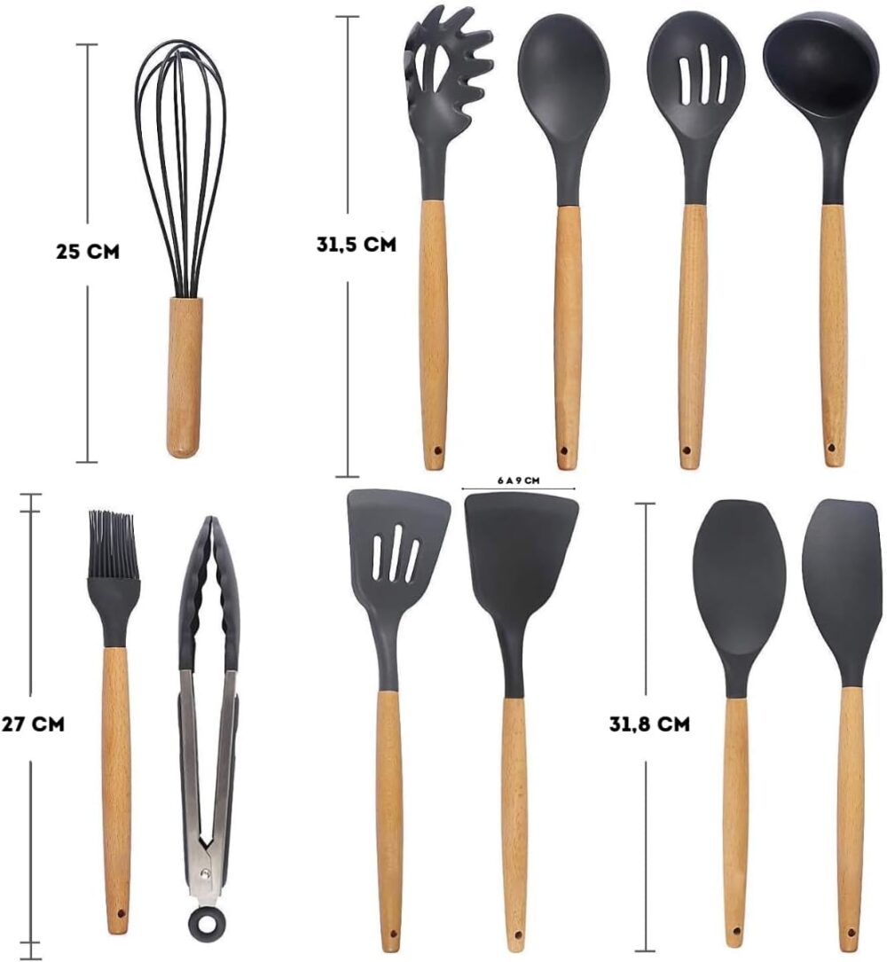 Jogo de Utensilios de Cozinha em Silicone Premium Madeira 17... - Image 4