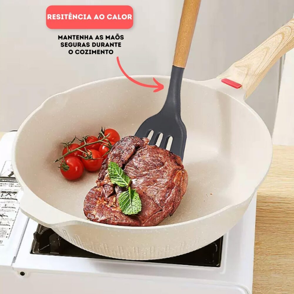 Jogo de Utensilios de Cozinha em Silicone Premium Madeira 17... - Image 8