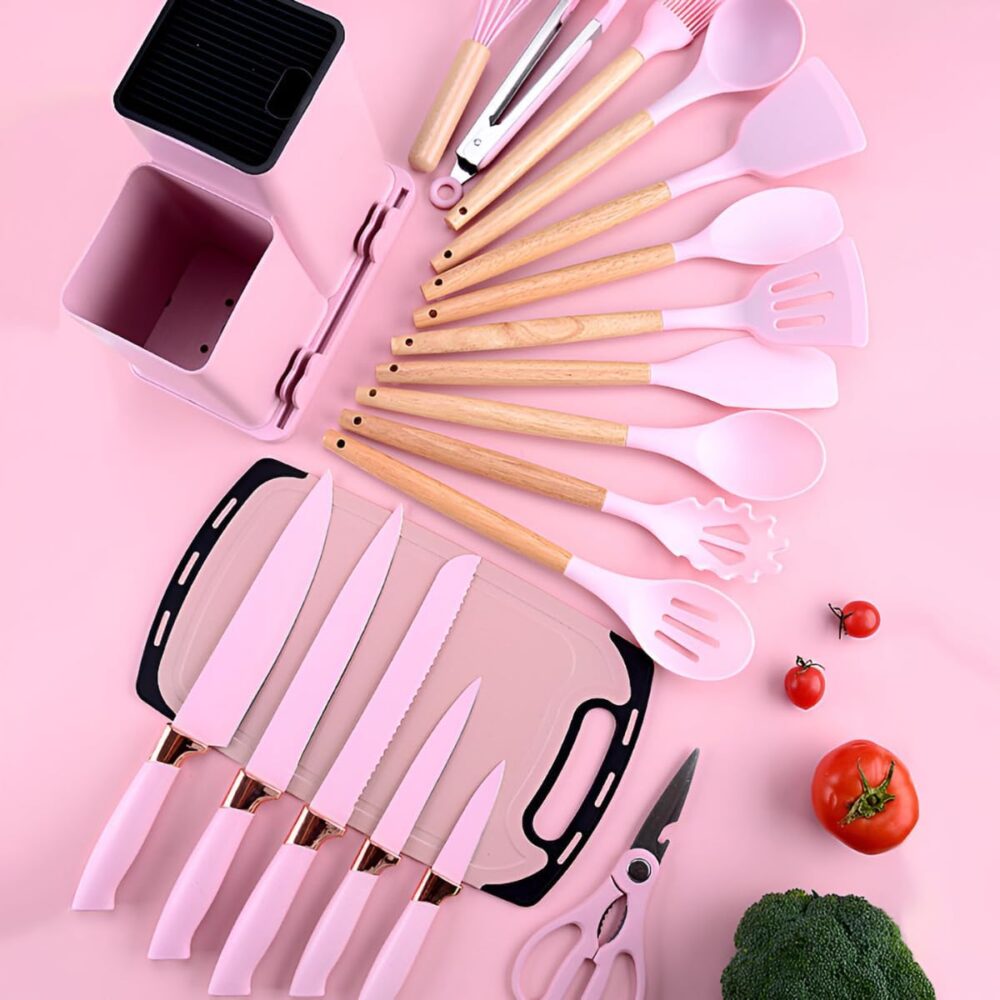 Utensilios para Cozinha Silicone Kit com 19 Peças Cabo Madei... - Image 2