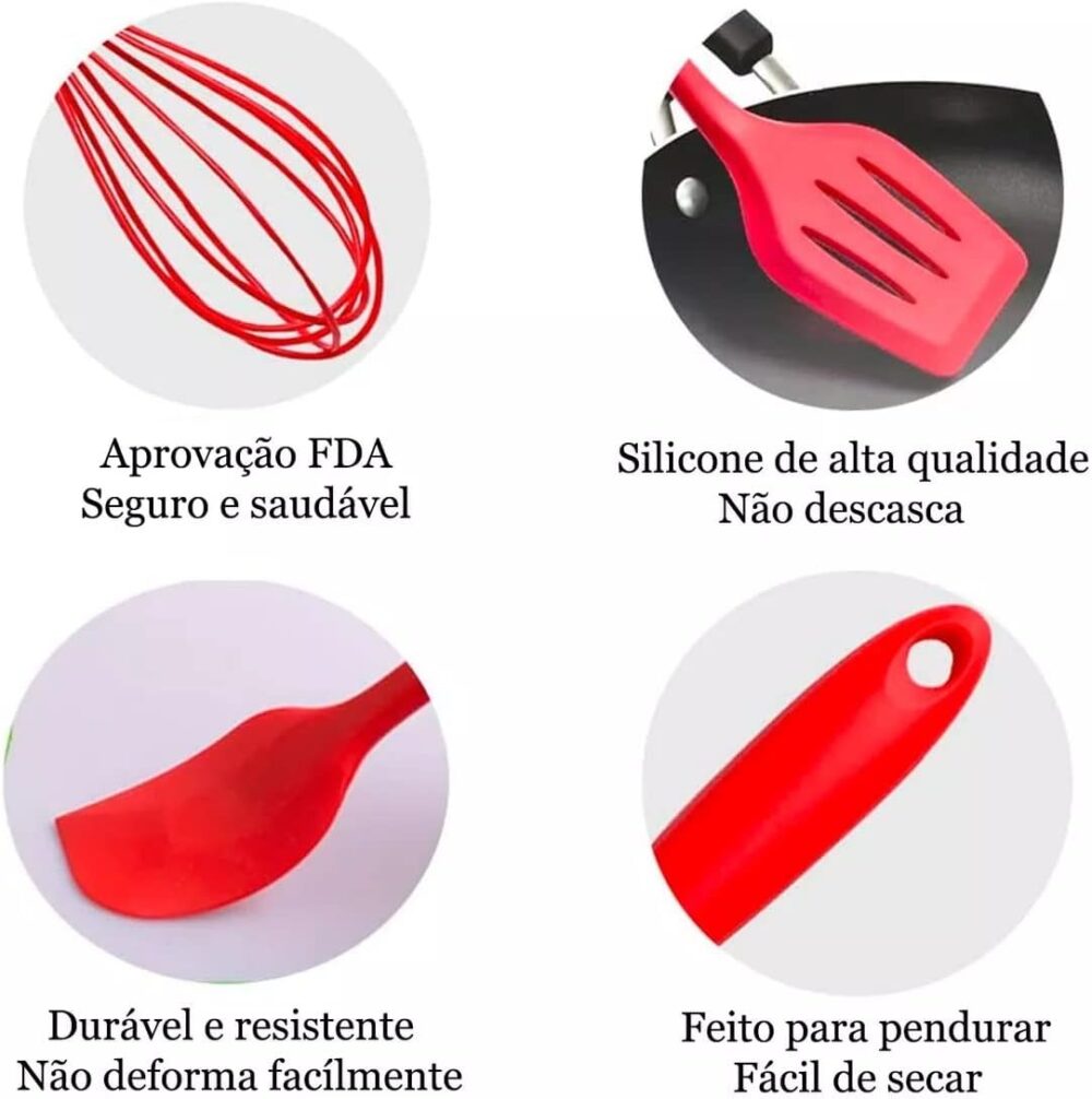 Utensílios De Cozinha Silicone com Fue Kit com 5 Unidades Re...
