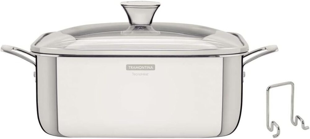 Caçarola Quadrada Tramontina Inox Corpo Triplo Grano 24cm