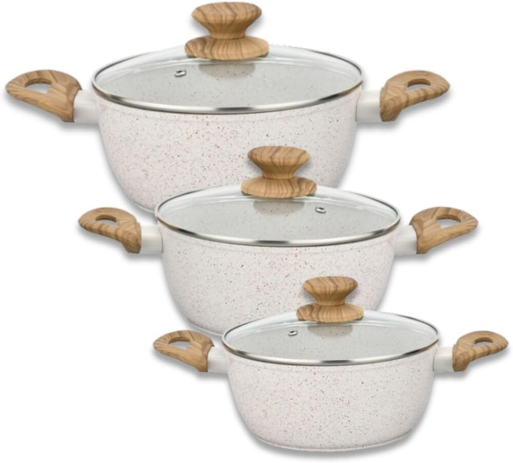 Conjunto de Panelas 3 Peças de Indução Bege