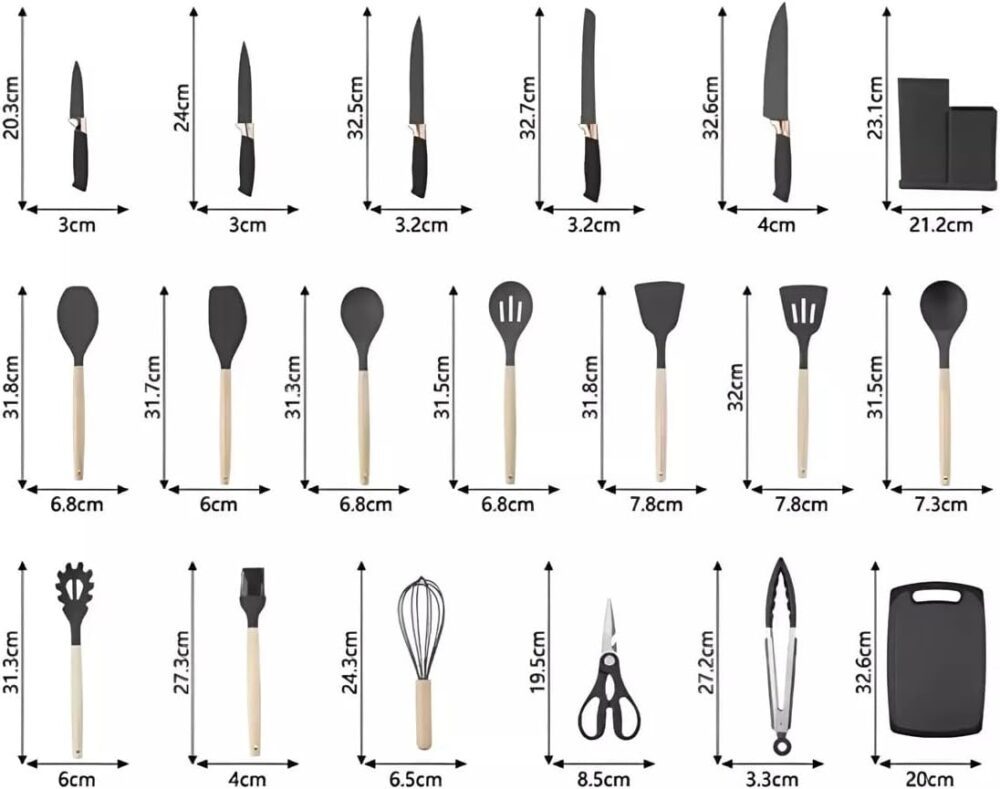 Utensílios para Cozinha Silicone, Kit 19 Peças - Conjunto Co... - Image 5