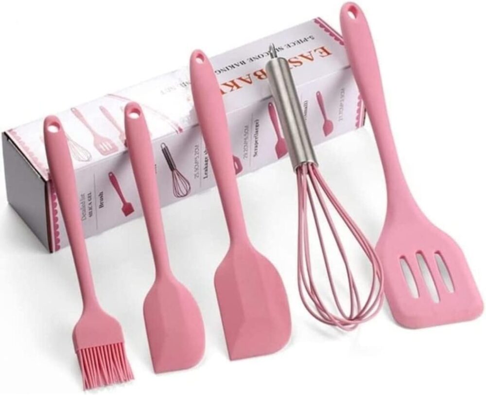 Kit Utensílio Cozinha Silicone 5 Peças (Rosa) - Image 3