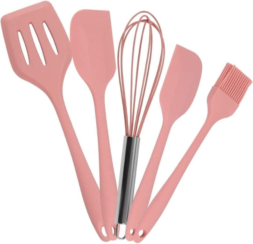 Kit Utensílio Cozinha Silicone 5 Peças (Rosa) - Image 4