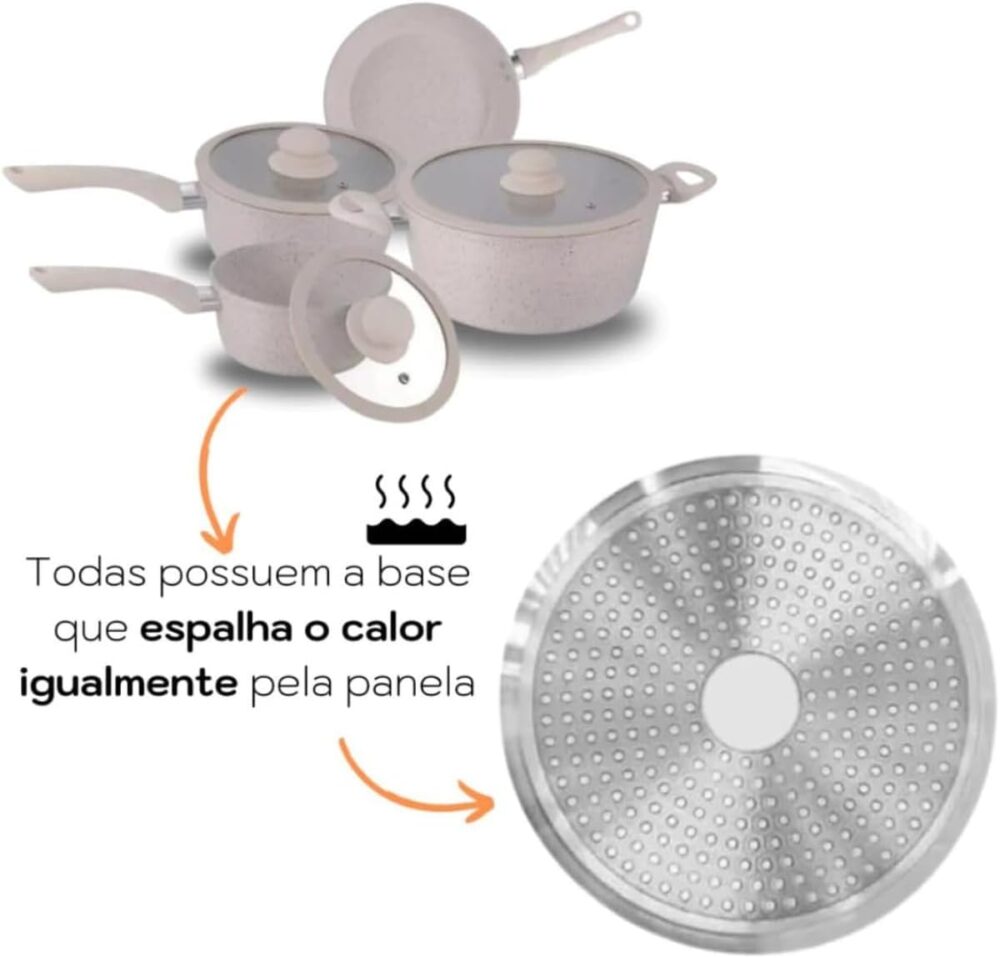Jogo de Panelas 4 Pçs Antiaderente Com Revestimento Cerâmico... - Image 3