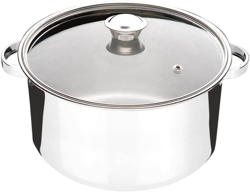 Panela Grande de Inox 10 Litros Caçarola com Tampa de Vidro ...