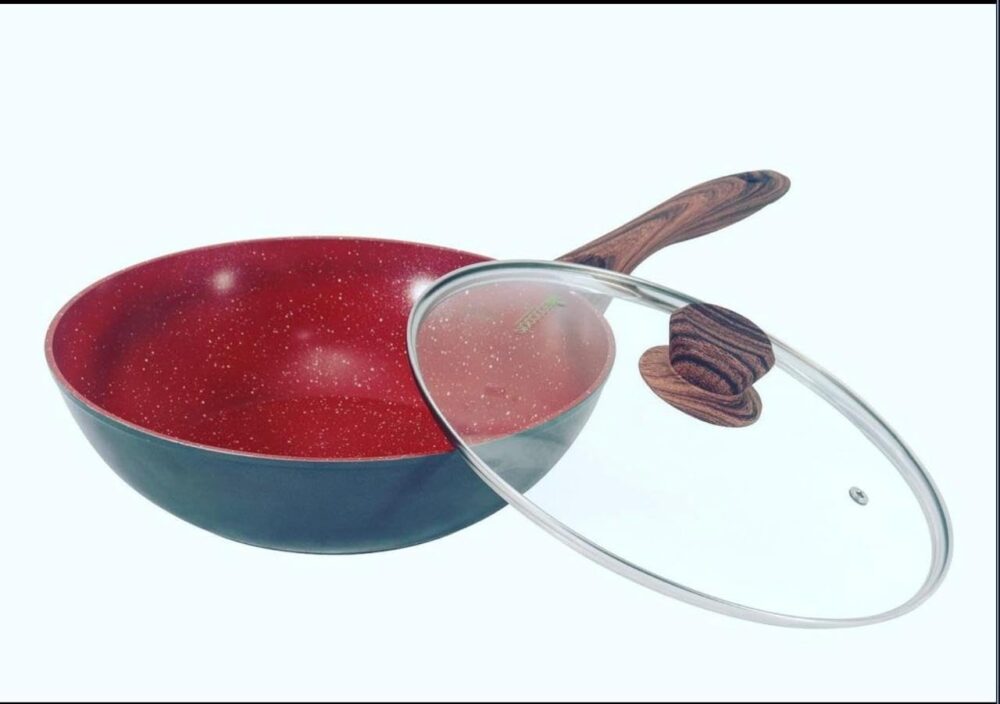 Panela Wok Grande Frigideira funda Antiaderente Nano Cerâmic...