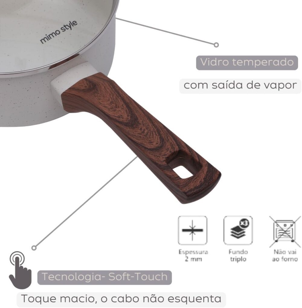 Jogo de Panelas Antiaderente Indução Cerâmico 10 Peças com U... - Image 5