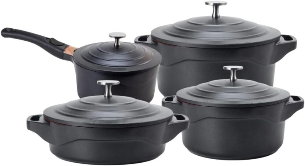 Jogo De Panelas Black Le Cook Rev. Cerâmico Indução 4 Pçs