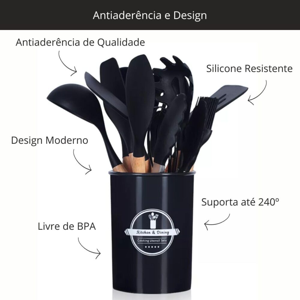 Conjunto Utensílios de Cozinha em Silicone Jogo com 12 Peças... - Image 2