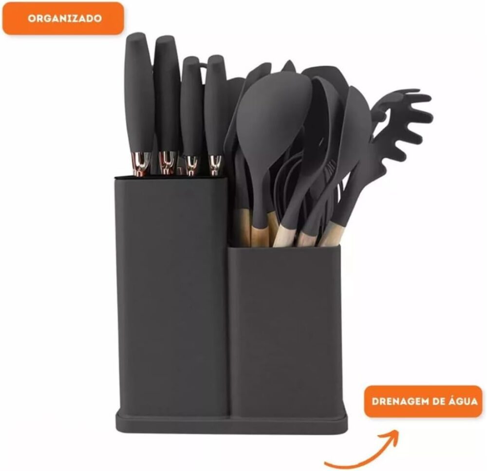 Utensílios para Cozinha Silicone, Kit com 19 Peças, Antiader... - Image 4