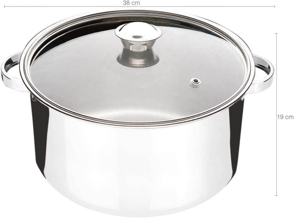 Panela Grande de Inox 10 Litros Caçarola com Tampa de Vidro ... - Image 3