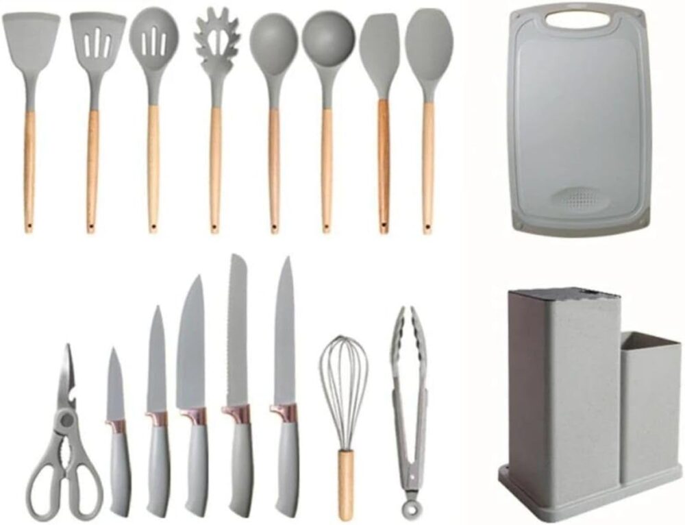Conjunto Utensílios de Cozinha em Silicone C/Cabo Madeira 19... - Image 4
