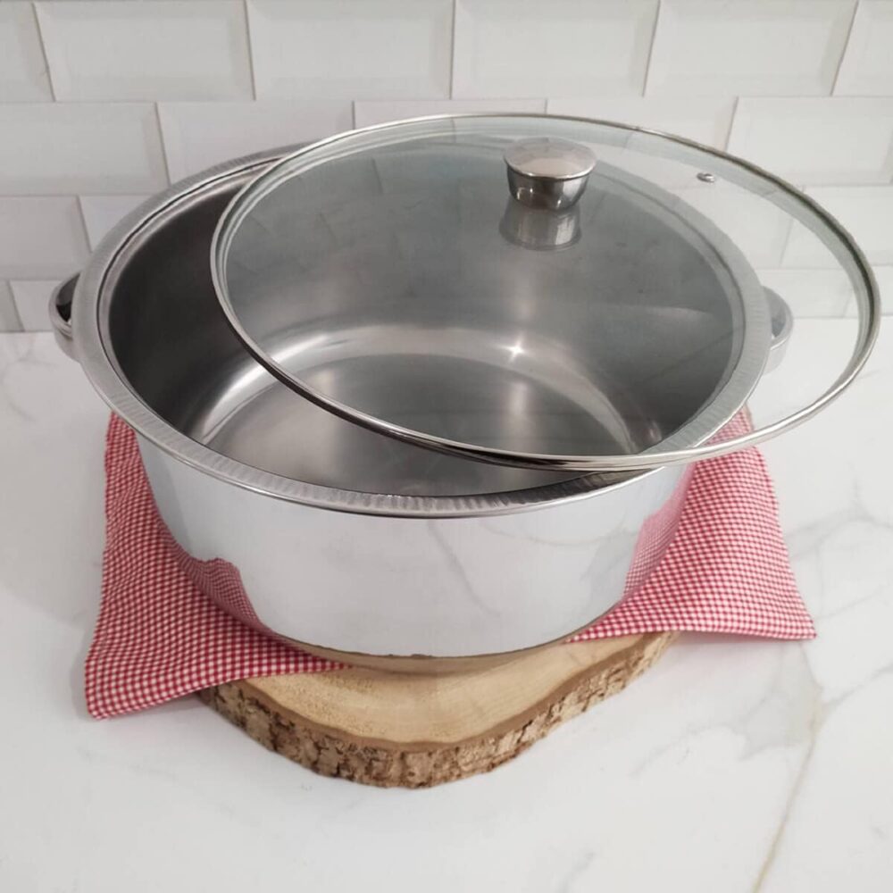 Panela Grande de Inox 10 Litros Caçarola com Tampa de Vidro ... - Image 2