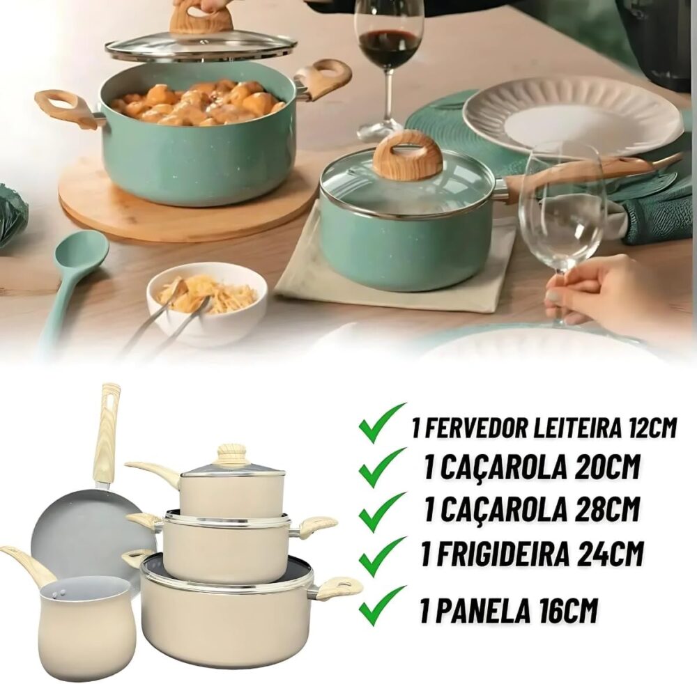 Conjunto De Panela Antiaderente, Com Revestimento De Ceramic... - Image 6