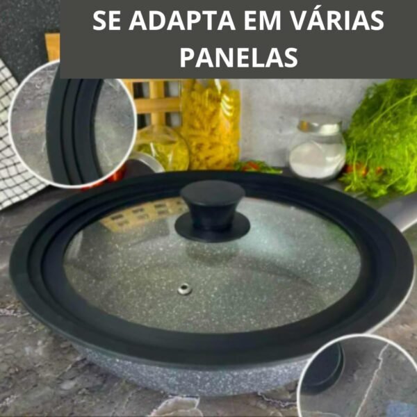 Tampa de Vidro Universal para Panelas Frigideiras Borda Sili... - Image 3