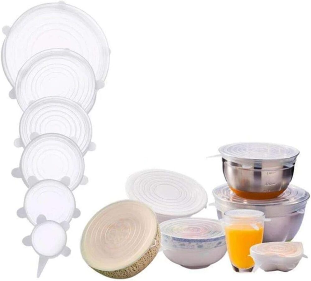 Jogo 6 Tampas De Panela Silicone Reutilizável Elástica