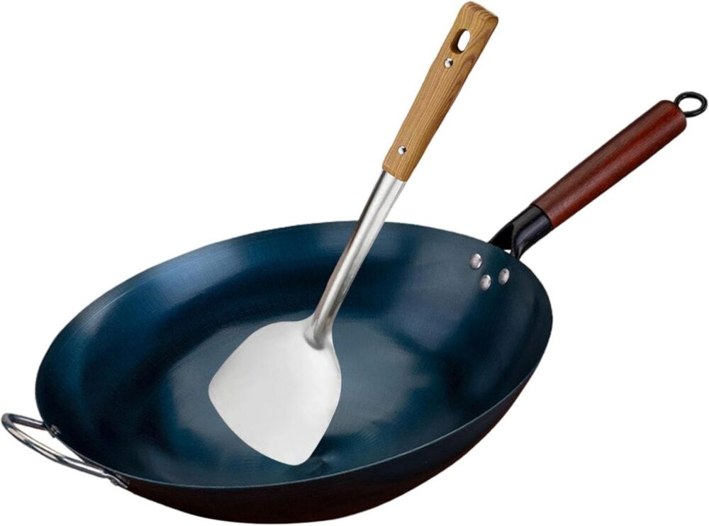 Ｂｅｓｇａ Panela Wok Antiaderente Wok para Cozinhar Panela de Fe...