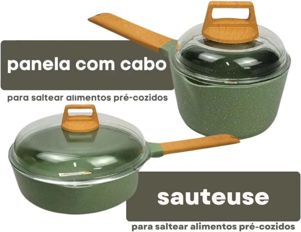Jogo de Panelas Antiaderente Mármore Cerâmico Saltê 13 Peças... - Image 4