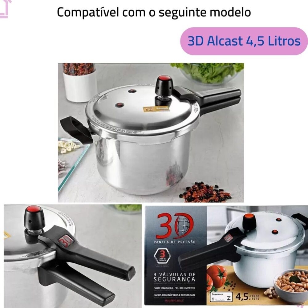 Kit Borracha Panela De Pressão 3D Alcast 4,5 L Peso E Válvul... - Image 5