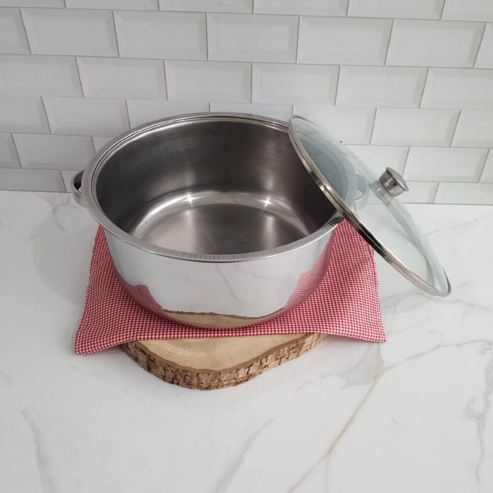 Panela Grande de Inox 10 Litros Caçarola com Tampa de Vidro ... - Image 8