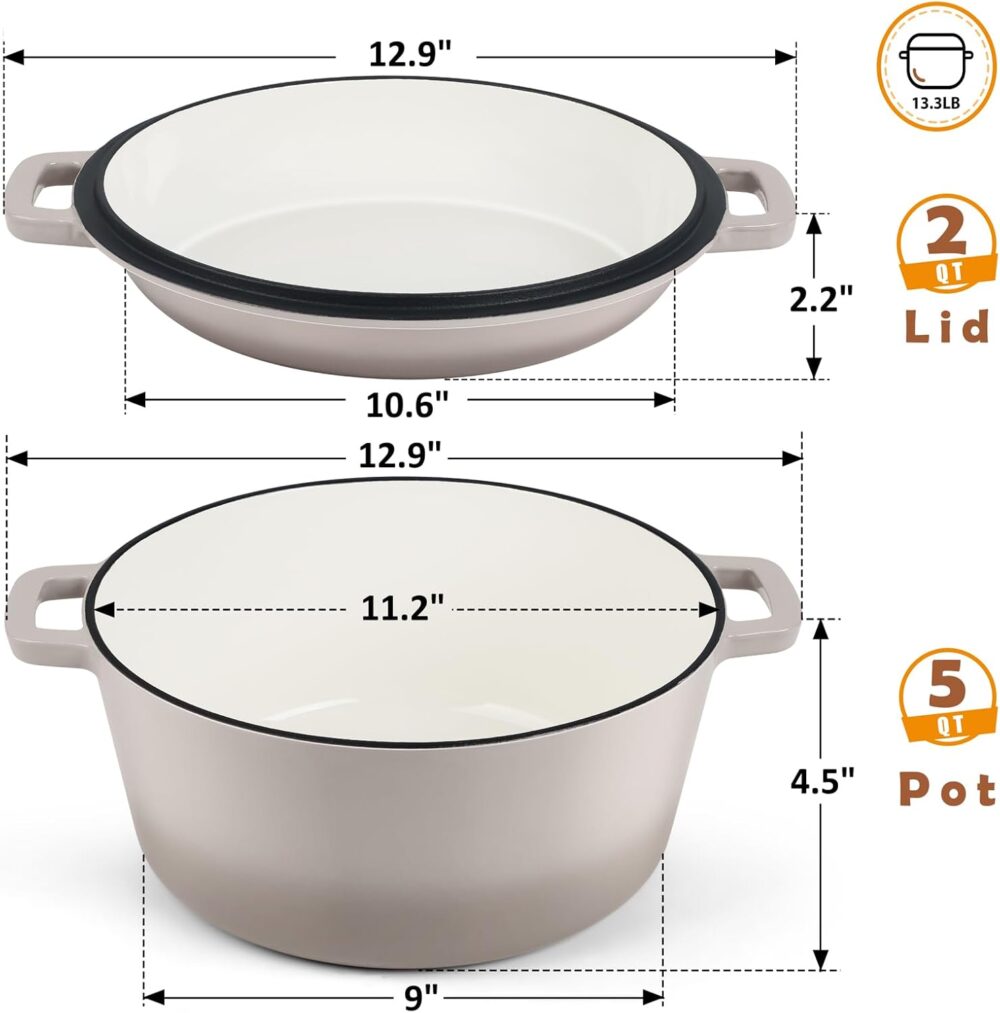 TeamFar Forno holandês de 5 litros, panela de ferro fundido ... - Image 2