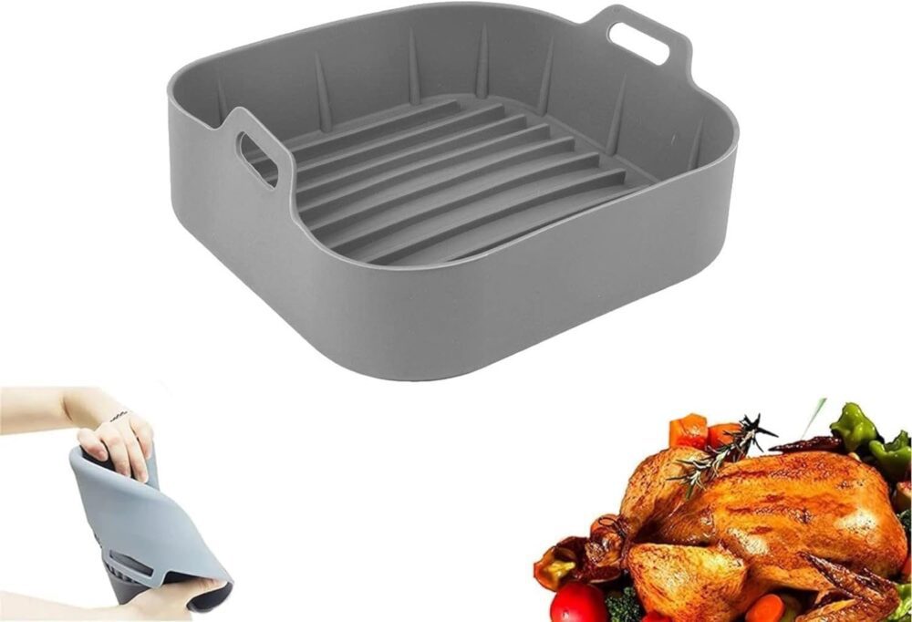 Forma de Silicone Quadrada para Air Fryer, Antiaderente 18x1...