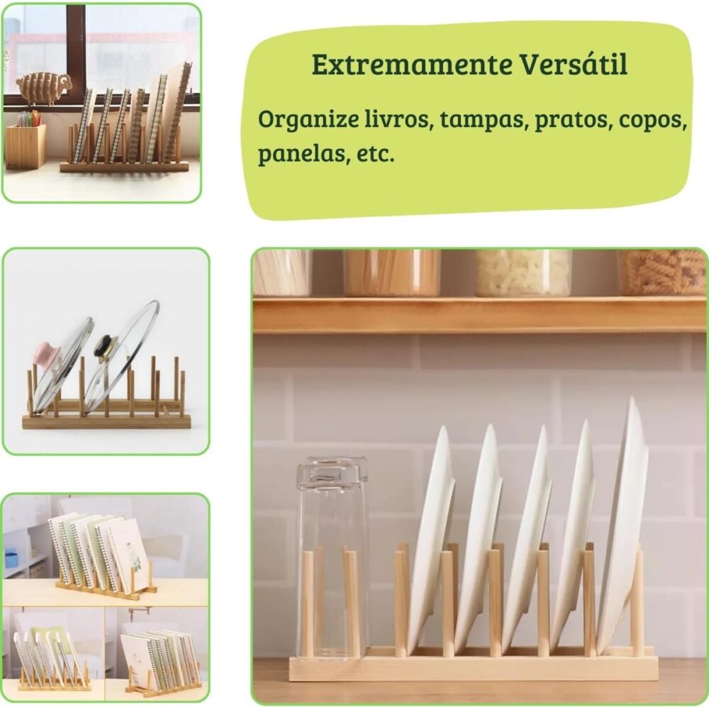 Kit 3 Escorredor Organizador Suporte Bambu Porta Pratos Louç... - Image 4