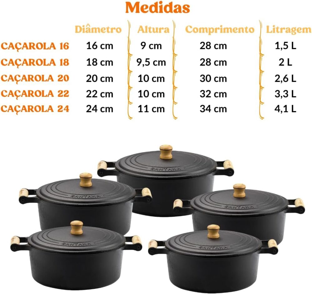 Jogo de panelas caçarolas de ferro fundido mineira 16 ao 24 ... - Image 2