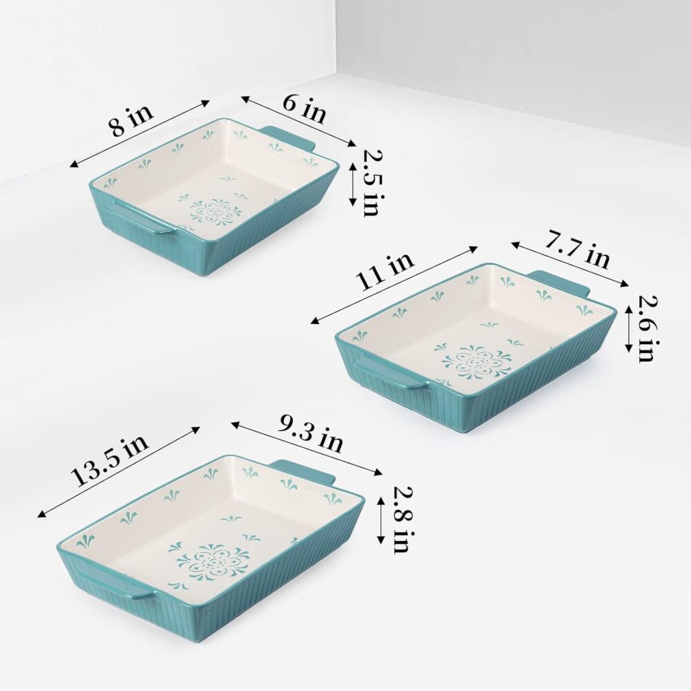 Assadeiras de cerâmica caçarola de 33 x 23 cm, 3 peças, conj... - Image 2