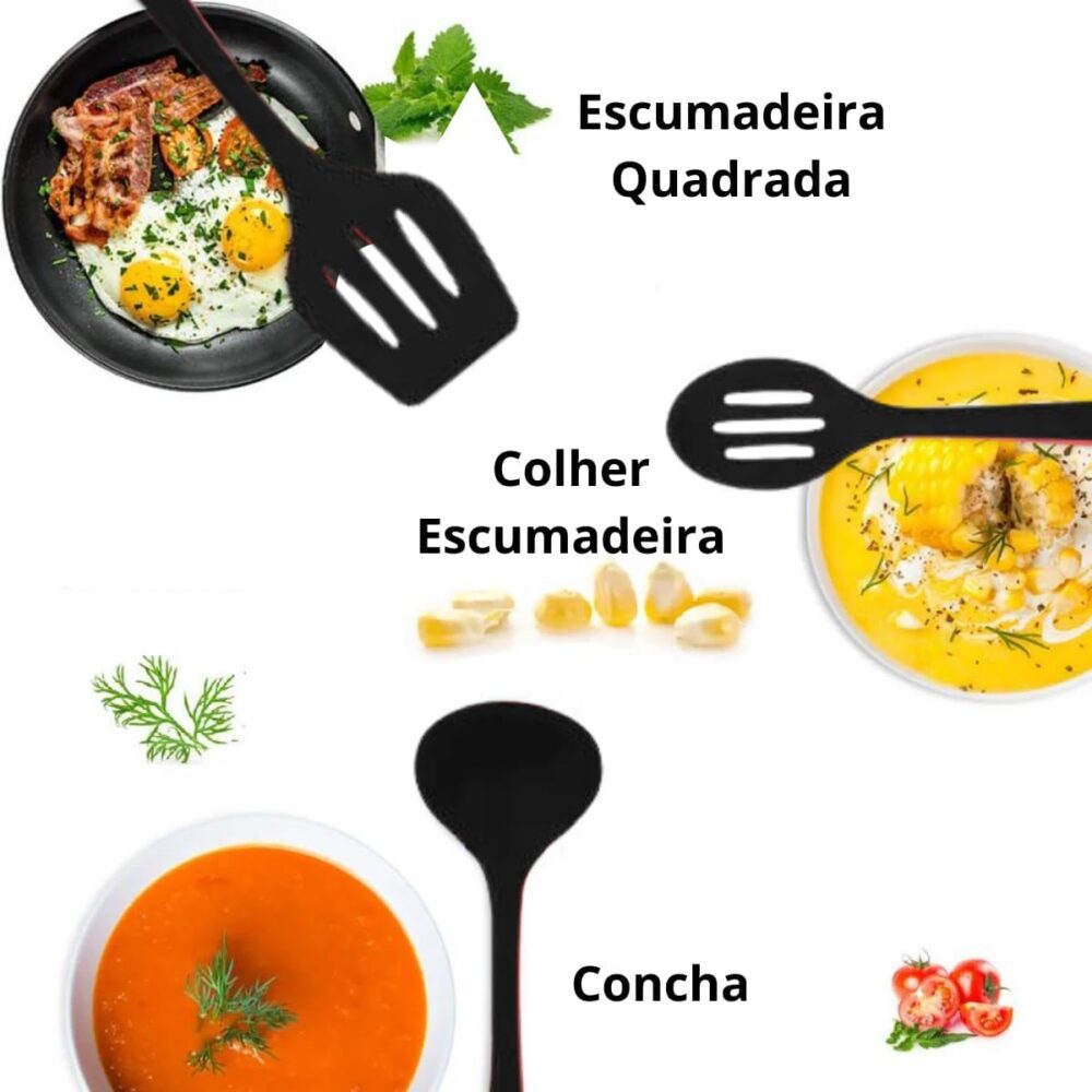 Conjunto Utensílios Profissional 10 Peças Cozinha Silicone P... - Image 6
