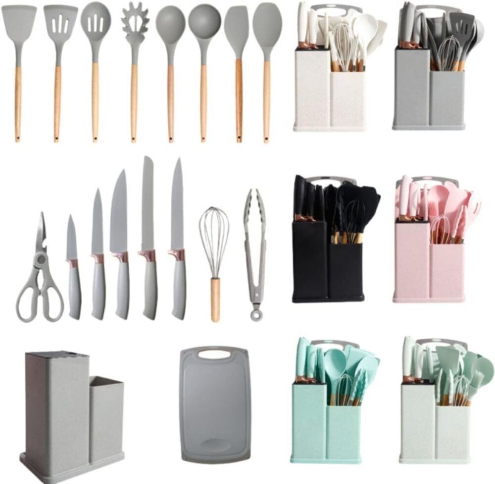 Conjunto Utensílios de Cozinha em Silicone C/Cabo Madeira 19... - Image 8