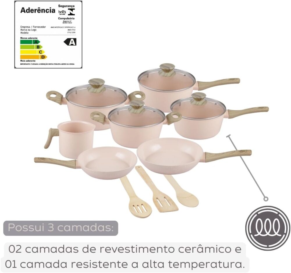 Jogo de Panelas Premium 10 Peças Indução Revestimento Cerâmi... - Image 9