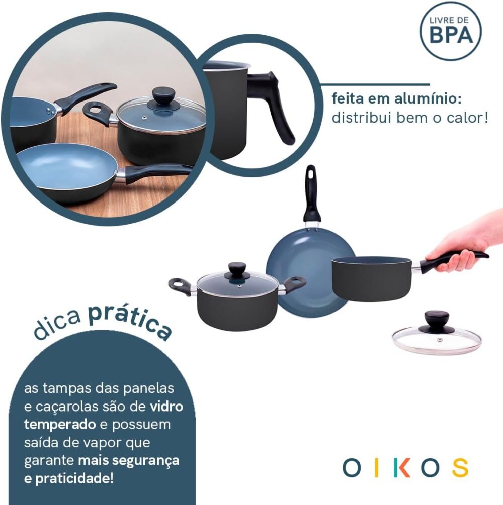jogo de panelas 3 pçs antiaderentes de cerâmica e alumínio -... - Image 4
