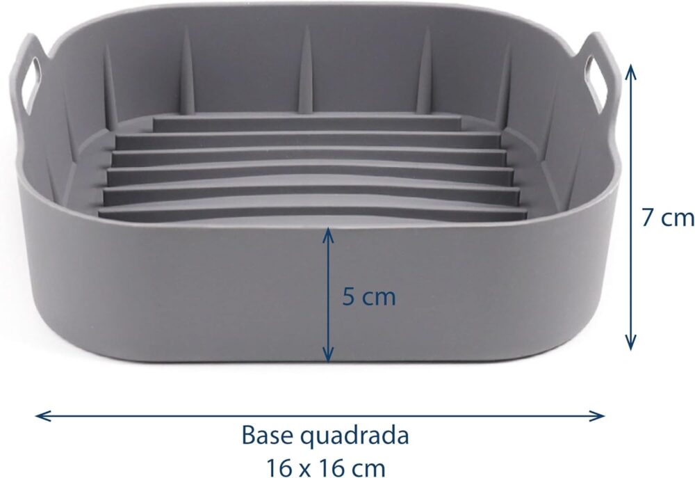 Forma de Silicone para Airfryer, Quadrada, Pequena, 16x16 cm...